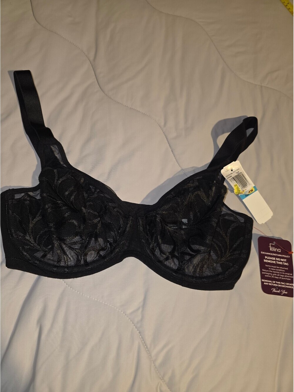 Paramour Delightful Black Bandeau Bra - Women's 32DDD - New With Tags